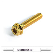 Titanium Seatpost Repair Bolt Kit — M5 / M6 / M7 — Tarmac SL8/SL9, TCR, Darimo & Pinarello — Flanged Head M7 × 35mm Gold