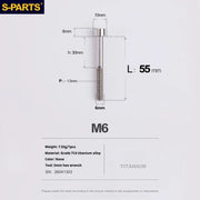 S-PARTS M6 Titanium Stem & Caliper Bolts — 30–70mm — 5mm Hex — L55mm