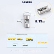 S-PARTS M6 Titanium Seatpost Step-Down Bolt & Nut Kit — 22 / 30 / 35 / 40mm — (Half) Cylindrical Nut (M6 D9.8 H19)
