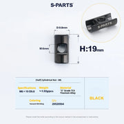 S-PARTS M6 Titanium Seatpost Step-Down Bolt & Nut Kit — 22 / 30 / 35 / 40mm — Black / (Half) Cylindrical Nut (M6 D9.8 H19)