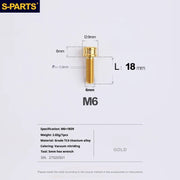 S-PARTS M6 Cylindrical Head Titanium Bolts — 10–25mm — M6×18mm / Gold