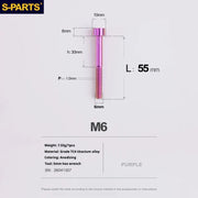 S-PARTS M6 Titanium Stem & Caliper Bolts — 30–70mm — 5mm Hex — L55mm / Purple