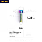 S-PARTS A2 M6 TC4 Titanium Bolts — 10–55mm — Multiple Colors — L25mm / Rainbow