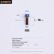 S-PARTS M6 Cylindrical Head Titanium Bolts — 10–25mm — M6×18mm / Blue