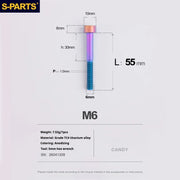S-PARTS M6 Titanium Stem & Caliper Bolts — 30–70mm — 5mm Hex — L55mm / Candy