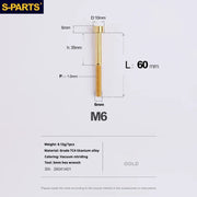S-PARTS M6 Titanium Stem & Caliper Bolts — 30–70mm — 5mm Hex — L60mm / Gold