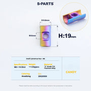 S-PARTS M6 Titanium Seatpost Step-Down Bolt & Nut Kit — 22 / 30 / 35 / 40mm — Candy / (Half) Cylindrical Nut (M6 D9.8 H19)