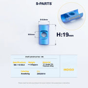 S-PARTS M6 Titanium Seatpost Step-Down Bolt & Nut Kit — 22 / 30 / 35 / 40mm — Indigo / (Half) Cylindrical Nut (M6 D9.8 H19)
