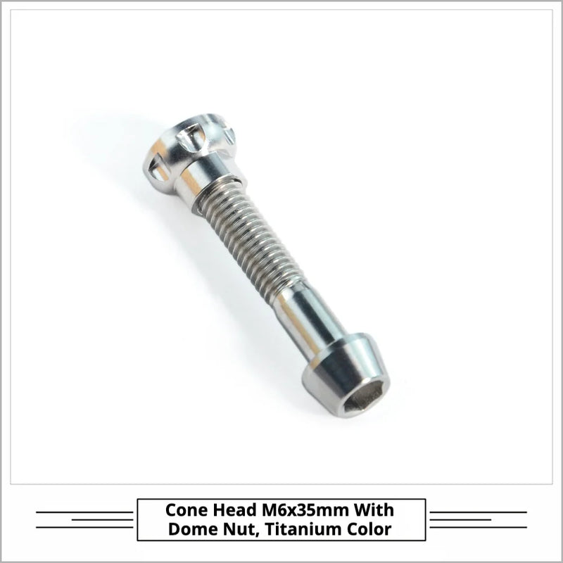 Titanium Seatpost Repair Bolt Kit — M5 / M6 / M7 — Tarmac SL8/SL9, TCR, Darimo & Pinarello — M6 × 35 Bolt + Convex Nut Silver