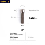 S-PARTS A2 M6 TC4 Titanium Bolts — 10–55mm — Multiple Colors — L30mm