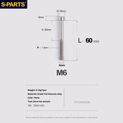 S-PARTS M6 Titanium Stem & Caliper Bolts — 30–70mm — 5mm Hex — L60mm