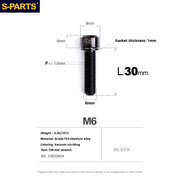 S-PARTS A2 M6 TC4 Titanium Bolts — 10–55mm — Multiple Colors — L30mm / Black