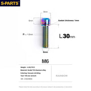 S-PARTS A2 M6 TC4 Titanium Bolts — 10–55mm — Multiple Colors