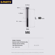 S-PARTS M6 Titanium Stem & Caliper Bolts — 30–70mm — 5mm Hex — L60mm / Black
