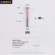 S-PARTS M6 Titanium Stem & Caliper Bolts — 30–70mm — 5mm Hex — L60mm / Rainbow