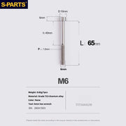 S-PARTS M6 Titanium Stem & Caliper Bolts — 30–70mm — 5mm Hex — L65mm