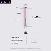 S-PARTS M6 Titanium Stem & Caliper Bolts — 30–70mm — 5mm Hex — L65mm / Rainbow