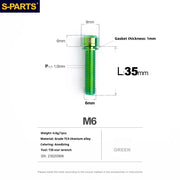 S-PARTS A2 M6 TC4 Titanium Bolts — 10–55mm — Multiple Colors — L35mm / Green