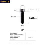 S-PARTS A2 M6 TC4 Titanium Bolts — 10–55mm — Multiple Colors — L35mm / Black
