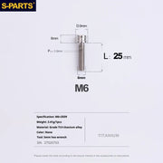 S-PARTS M6 Cylindrical Head Titanium Bolts — 10–25mm — M6×25mm