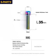S-PARTS A2 M6 TC4 Titanium Bolts — 10–55mm — Multiple Colors — L35mm / Rainbow