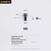 S-PARTS Titanium Cable Tension Bolts — M5/M6 — Derailleur & Brake — M6 Post Head Cable Tension Bolt / Black