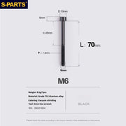S-PARTS M6 Titanium Stem & Caliper Bolts — 30–70mm — 5mm Hex — L70mm / Black