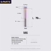 S-PARTS M6 Titanium Stem & Caliper Bolts — 30–70mm — 5mm Hex — L70mm / Rainbow