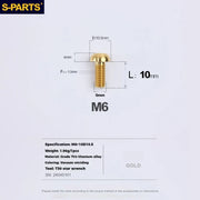 S-PARTS Titanium Cable Tension Bolts — M5/M6 — Derailleur & Brake — M6 Umbrella Head Cable Tension Bolt / Gold