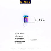 S-PARTS Titanium C-Clamp Fixing Nuts — 8–40mm — For M6 Bolts — 10mm / Rainbow