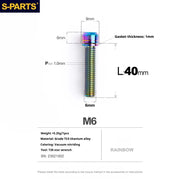 S-PARTS A2 M6 TC4 Titanium Bolts — 10–55mm — Multiple Colors — L40mm / Rainbow