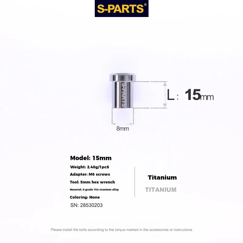 S-PARTS Titanium C-Clamp Fixing Nuts — 8–40mm — For M6 Bolts — 15mm