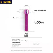 S-PARTS A2 M6 TC4 Titanium Bolts — 10–55mm — Multiple Colors — L55mm / Purple