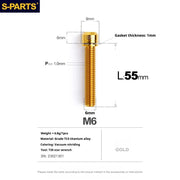S-PARTS A2 M6 TC4 Titanium Bolts — 10–55mm — Multiple Colors — L55mm / Gold