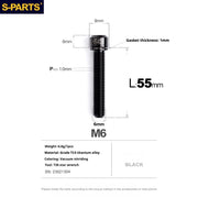 S-PARTS A2 M6 TC4 Titanium Bolts — 10–55mm — Multiple Colors — L55mm / Black
