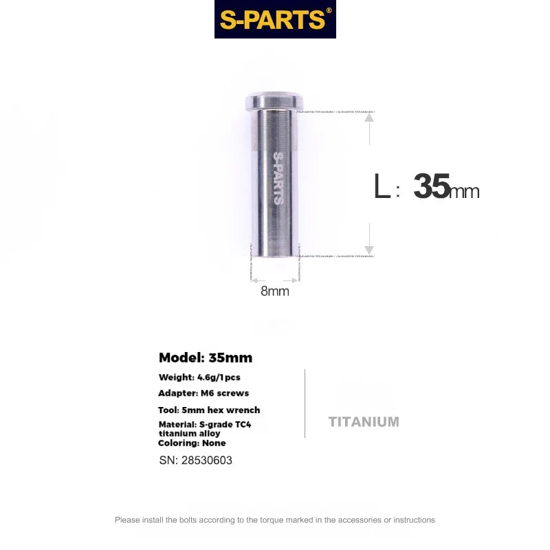 S-PARTS Titanium C-Clamp Fixing Nuts — 8–40mm — For M6 Bolts — 35mm
