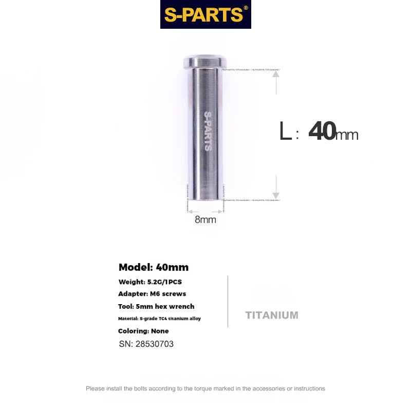 S-PARTS Titanium C-Clamp Fixing Nuts — 8–40mm — For M6 Bolts