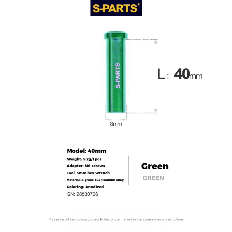 S-PARTS Titanium C-Clamp Fixing Nuts — 8–40mm — For M6 Bolts — Green