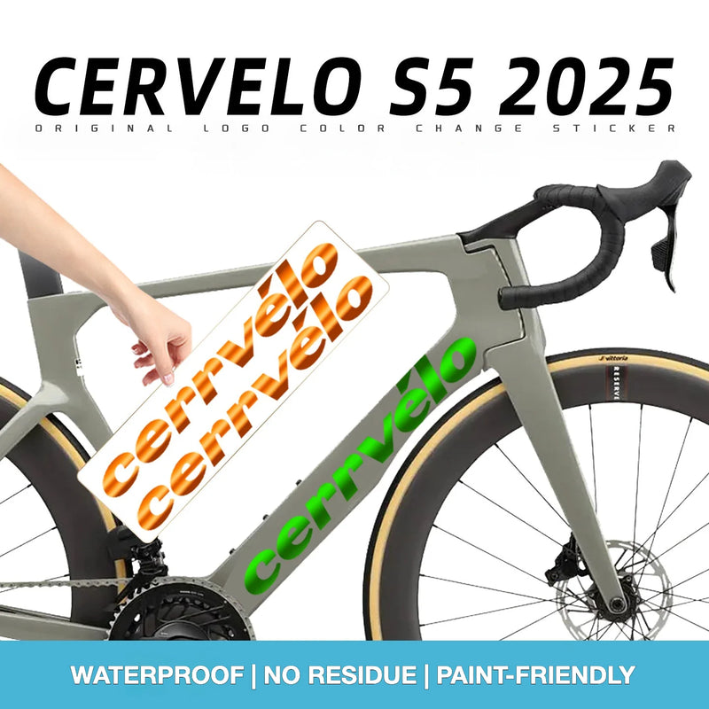 2025 Cervélo S5 Waterproof Frame Logo Decals | OEM-Style Overlay Sticker Kit