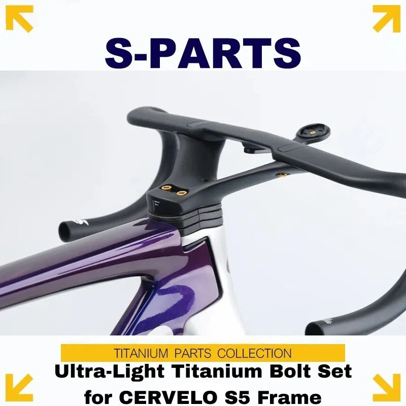 S-PARTS Cervélo S5 Titanium Bolt Kit | Full Frame Lightweight Upgrade Set | CNC TC4 Ti Bolts for Cervélo S5