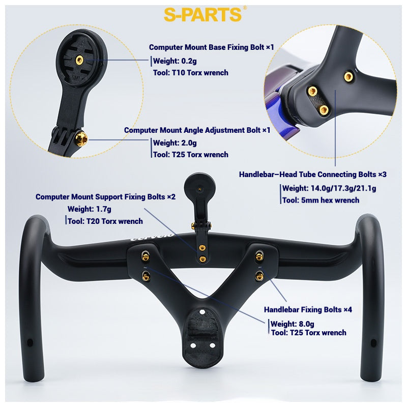 Cervélo S5 Titanium Bolt Kit – Full Frame Lightweight Upgrade Set | CNC TC4 Ti Bolts for Cervélo S5