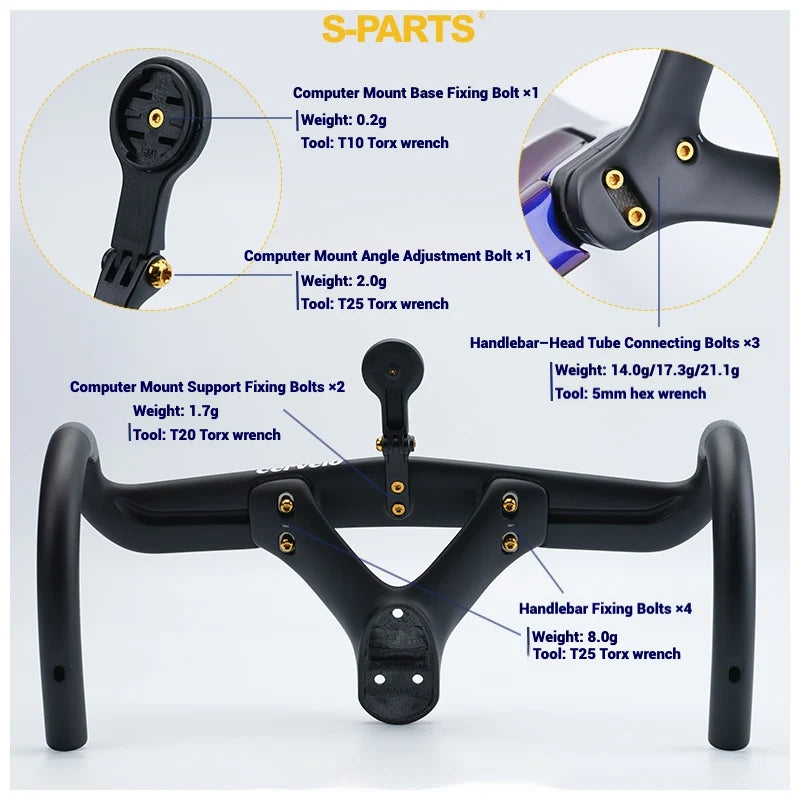 S-PARTS Cervélo S5 Titanium Bolt Kit | Full Frame Lightweight Upgrade Set | CNC TC4 Ti Bolts for Cervélo S5 - Detail 3