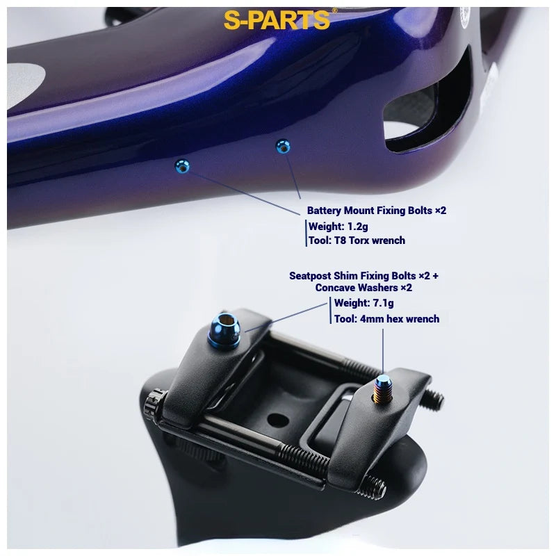 S-PARTS Cervélo S5 Titanium Bolt Kit | Full Frame Lightweight Upgrade Set | CNC TC4 Ti Bolts for Cervélo S5 - Detail 5