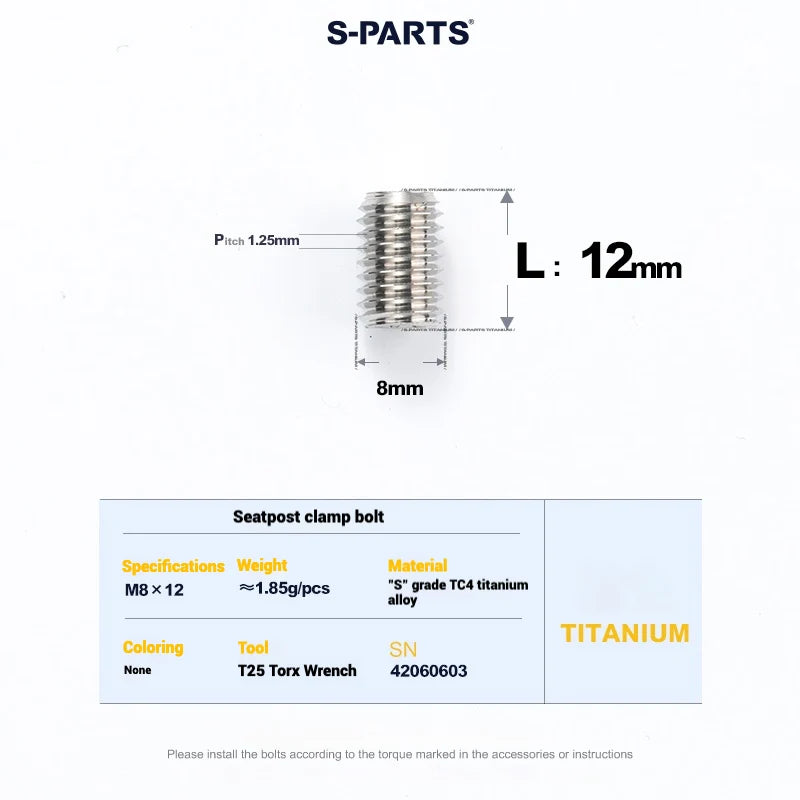 S-PARTS Cervélo S5 Titanium Bolt Kit | Full Frame Lightweight Upgrade Set | CNC TC4 Ti Bolts for Cervélo S5 - Detail 31