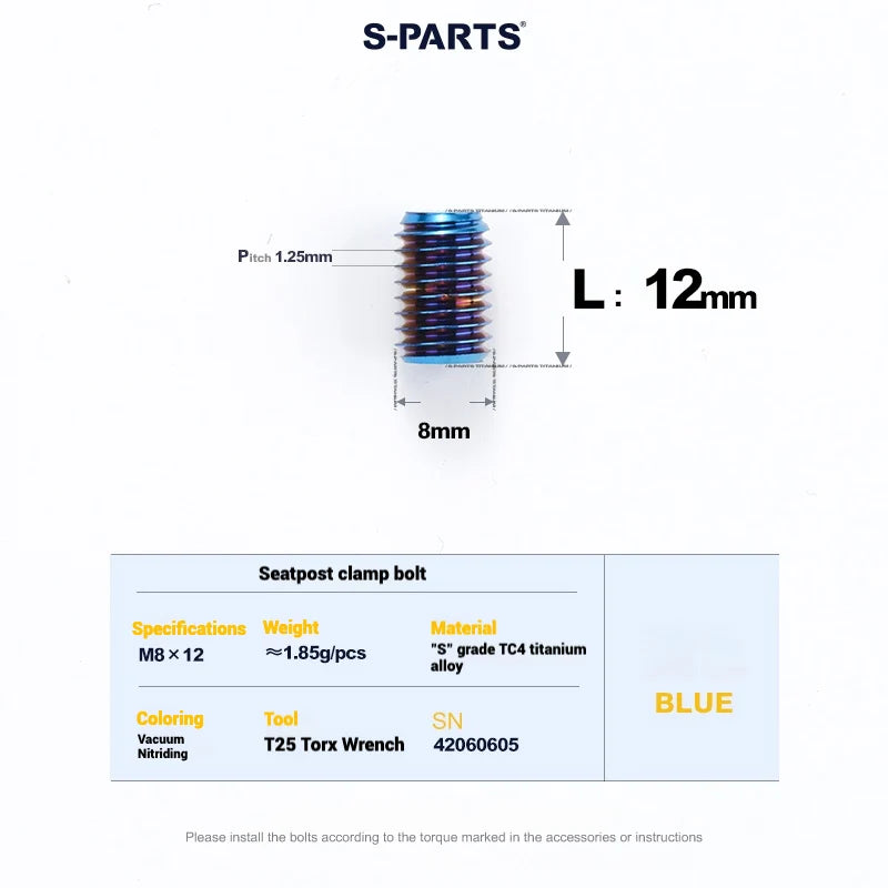 S-PARTS Cervélo S5 Titanium Bolt Kit | Full Frame Lightweight Upgrade Set | CNC TC4 Ti Bolts for Cervélo S5 - Detail 35