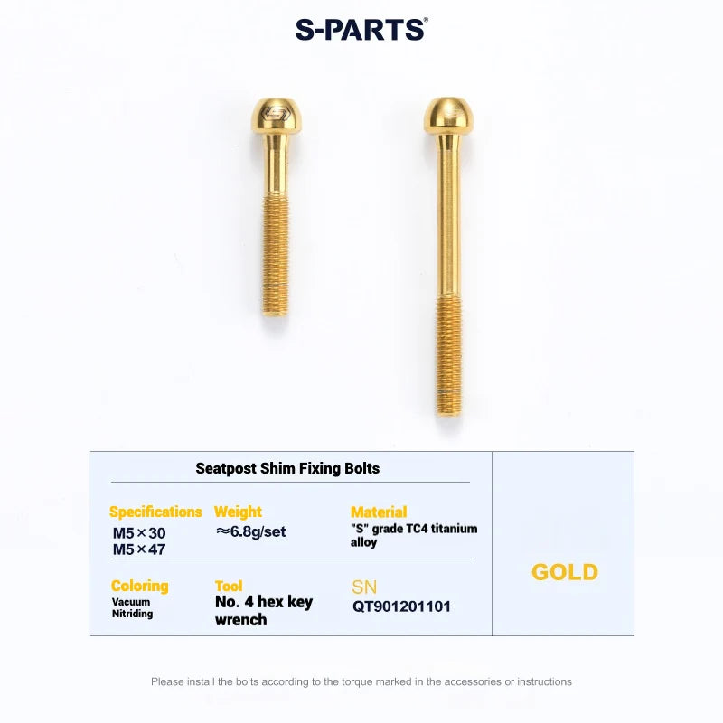 S-PARTS Cervélo S5 Titanium Bolt Kit | Full Frame Lightweight Upgrade Set | CNC TC4 Ti Bolts for Cervélo S5 - Detail 44