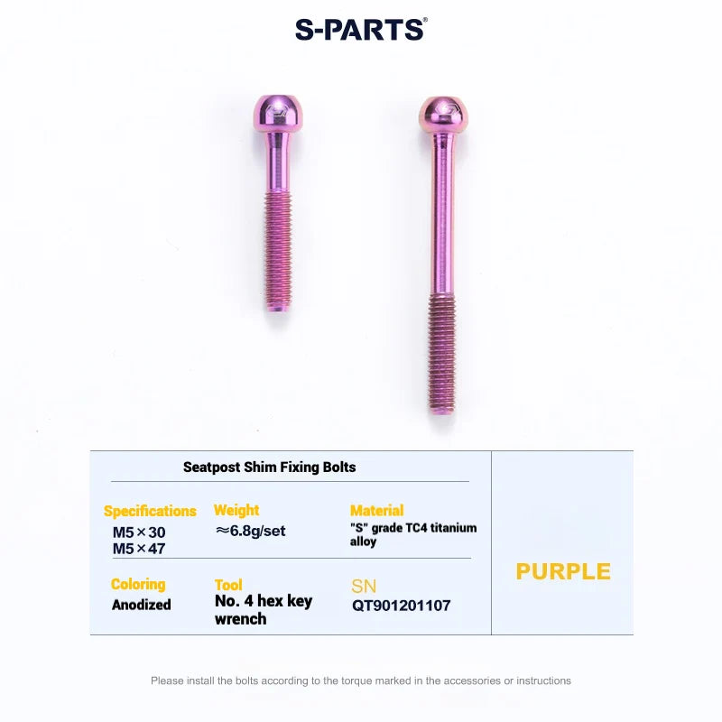 S-PARTS Cervélo S5 Titanium Bolt Kit | Full Frame Lightweight Upgrade Set | CNC TC4 Ti Bolts for Cervélo S5 - Detail 56
