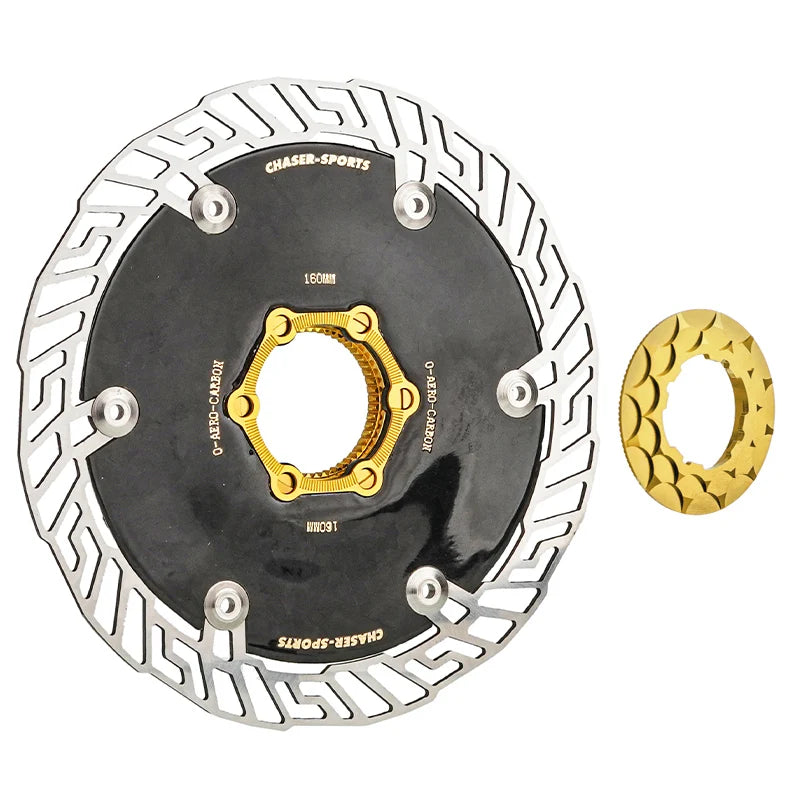 Chaser O-AERO Carbon Center Lock Disc Brake Rotor 140mm / 160mm Gold