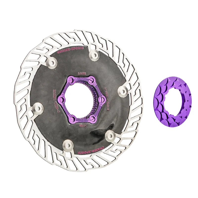 Chaser O-AERO Carbon Center Lock Disc Brake Rotor 140mm / 160mm Purple