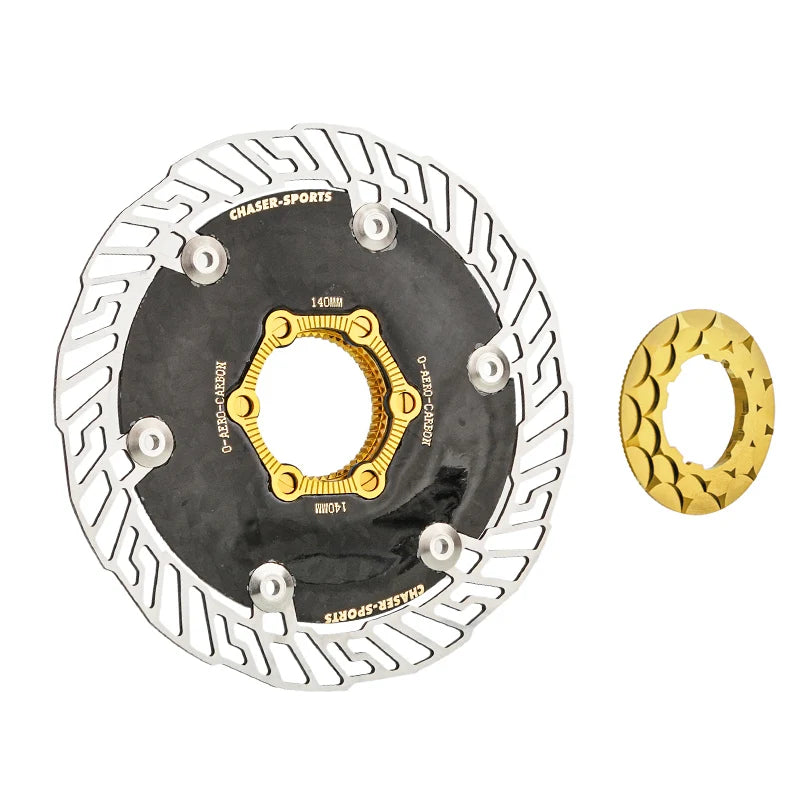 Chaser O-AERO Carbon Center Lock Disc Brake Rotor 140mm / 160mm Gold